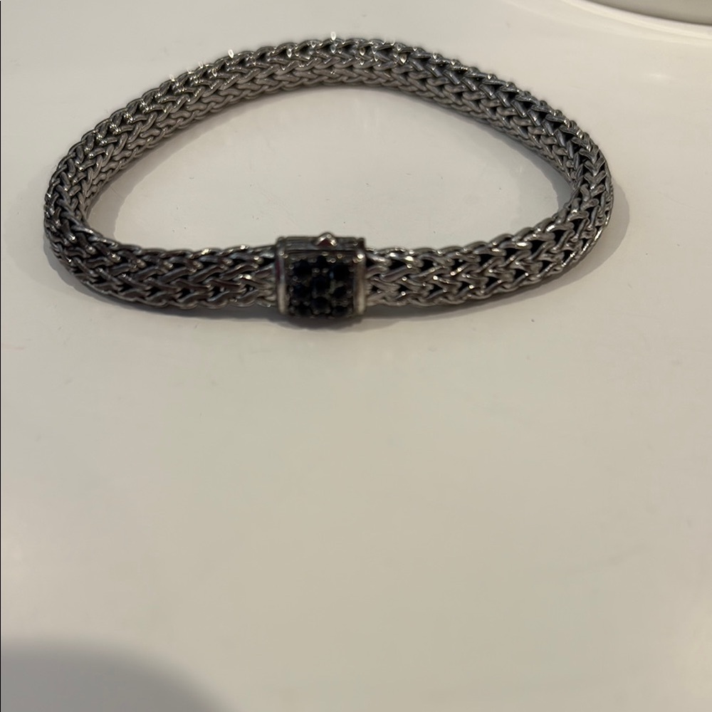 John Hardy Silver Woven Bracelet with Square Clasp